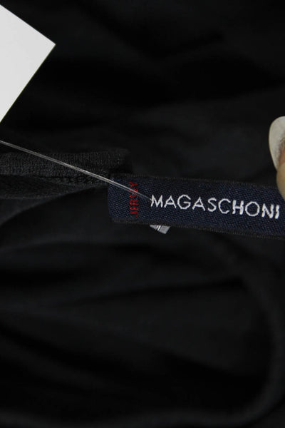 Magaschoni Womens Cotton Round Neck Long Sleeve Cropped Top Black Size S