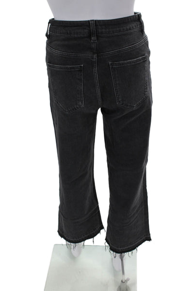 Zara Womens Cotton Distressed Ankle Detail Pocketed Skinny Jeans Black Size 2