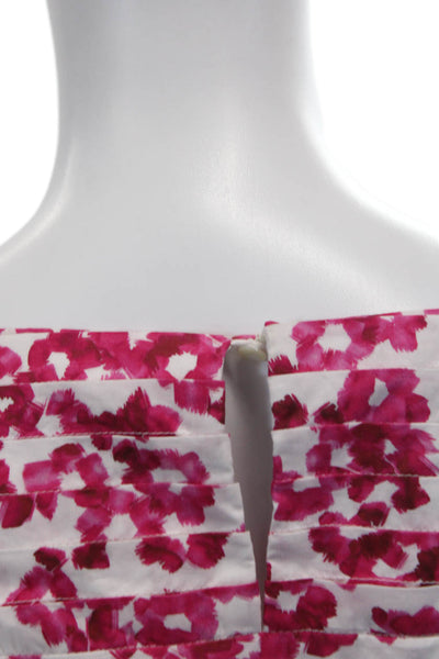 Merlette Womens Abstract Print Puffy Sleeves Dress White Pink Cotton Size Small