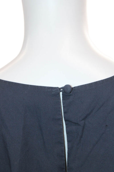 Merlette Womens Short Sleeves A Line Sun Dress Navy Blue Cotton Size Small