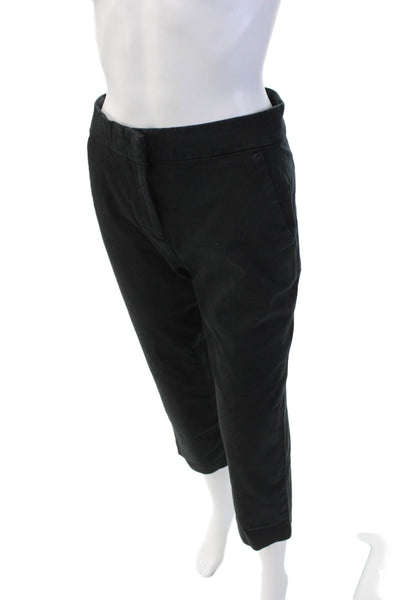 J Crew Womens Zipper Fly Mid Rise Kate Cropped Trouser Pants Black Size 2P
