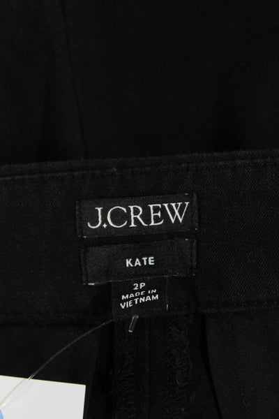 J Crew Womens Zipper Fly Mid Rise Kate Cropped Trouser Pants Black Size 2P