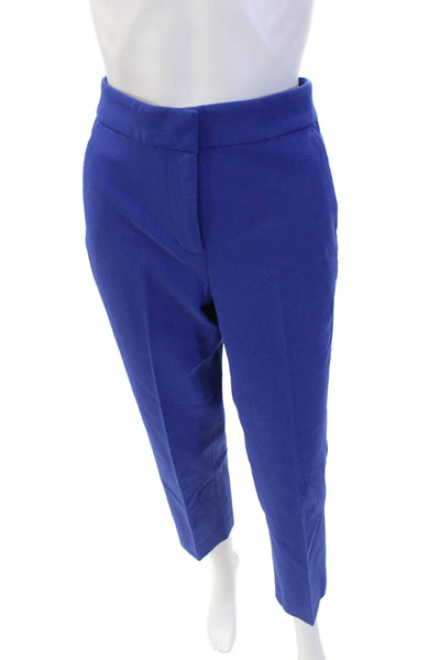 J Crew Womens Zipper Fly Mid Rise Pleated Kate Trouser Pants Blue Cotton Size 4p