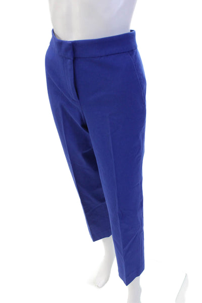 J Crew Womens Zipper Fly Mid Rise Pleated Kate Trouser Pants Blue Cotton Size 4p
