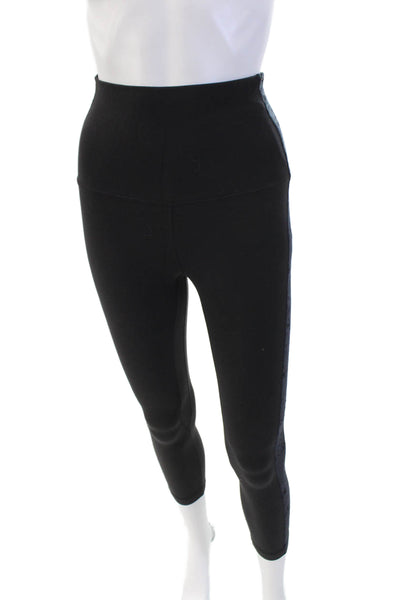 Lululemon Womens High Rise Velvet Trim Cropped Leggings Black Size 4