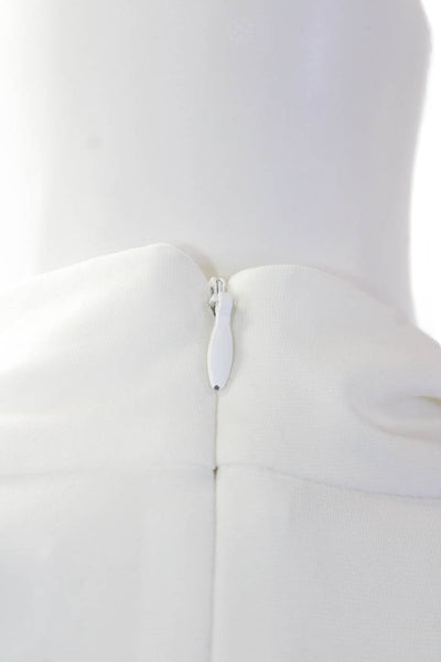 Halston Women's Collared Sleeveless Key Hole Workwear Blouse White Size 6