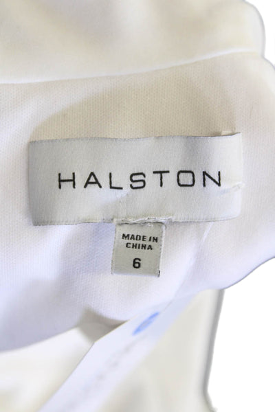 Halston Women's Collared Sleeveless Key Hole Workwear Blouse White Size 6