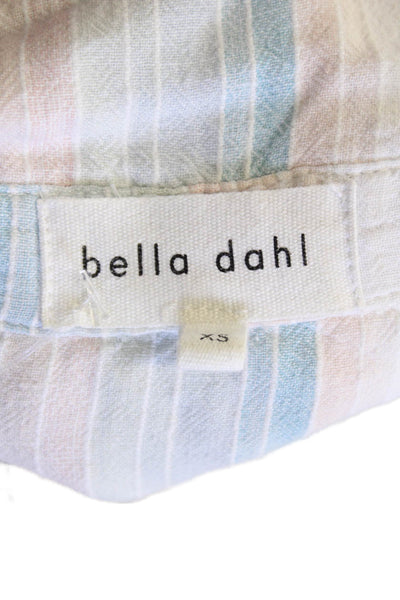Bella Dahl Women's Short Sleeves Button Down Tie Front Striped Blouse Size XS