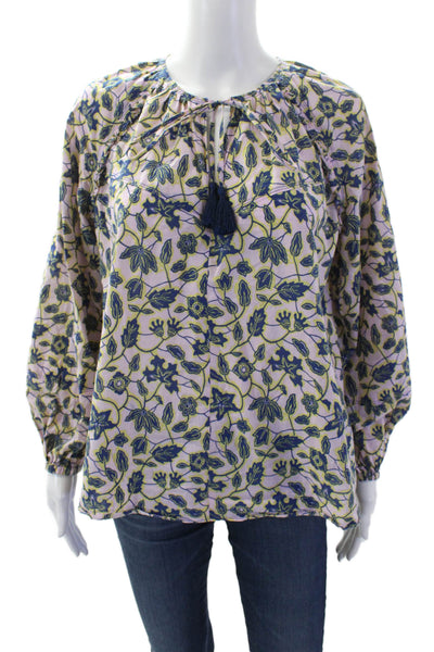 Derek Lam 10 Crosby Women's Long Sleeves Tassel Cotton Floral Blouse Size 2