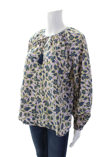 Derek Lam 10 Crosby Women's Long Sleeves Tassel Cotton Floral Blouse Size 2