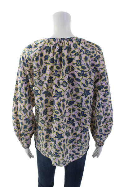 Derek Lam 10 Crosby Women's Long Sleeves Tassel Cotton Floral Blouse Size 2