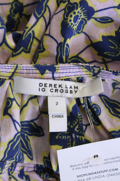 Derek Lam 10 Crosby Women's Long Sleeves Tassel Cotton Floral Blouse Size 2