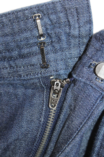 Joie Women's Tie Belt Dark Wash Pleated Front Straight Leg Pants Blue Size 4