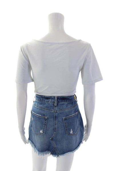 Joie Women's Tie Belt Dark Wash Pleated Front Straight Leg Pants Blue Size 4