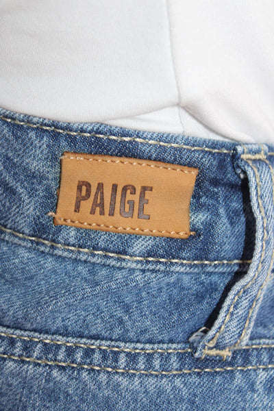 Paige Women's Medium Wash Button Closure Distress Denim Mico Mini Skirt Size 26