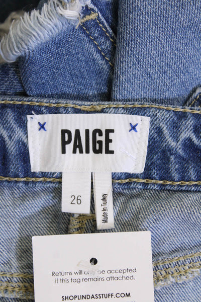 Paige Women's Medium Wash Button Closure Distress Denim Mico Mini Skirt Size 26