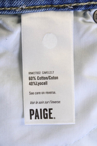 Paige Women's Medium Wash Button Closure Distress Denim Mico Mini Skirt Size 26