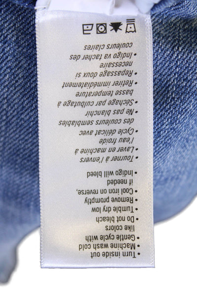 Paige Women's Medium Wash Button Closure Distress Denim Mico Mini Skirt Size 26