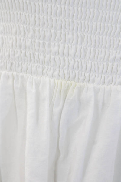 Giacomo Cinque Womens Cotton Embroidered Hem Off Shoulder Dress White One Size