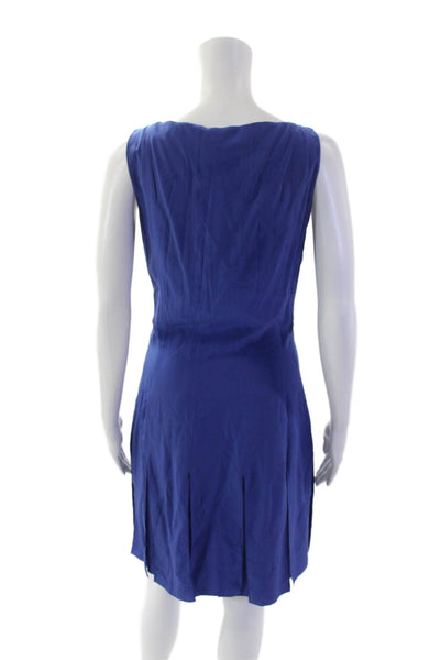 Tomas Maier Womens Embellished Print Sleeveless Slit Hem Dress Blue Size 2