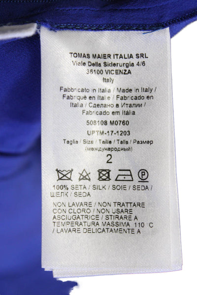 Tomas Maier Womens Embellished Print Sleeveless Slit Hem Dress Blue Size 2