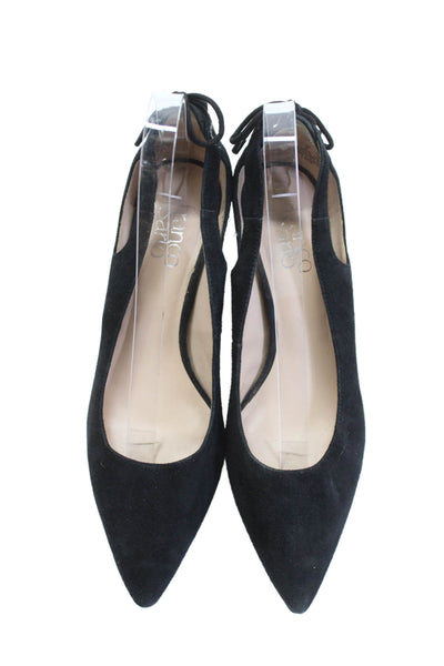 Franco Sarto Womens Leather Pointed Toe Cut Out Stiletto Pumps Black Size 8