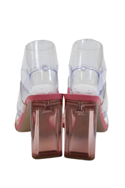 Schutz Womens Ariella Acrylic High Heel Open Toe Block Heels Pink Size 7