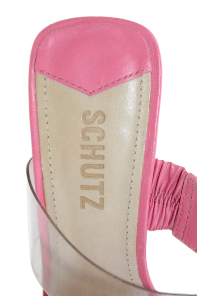 Schutz Womens Ariella Acrylic High Heel Open Toe Block Heels Pink Size 7