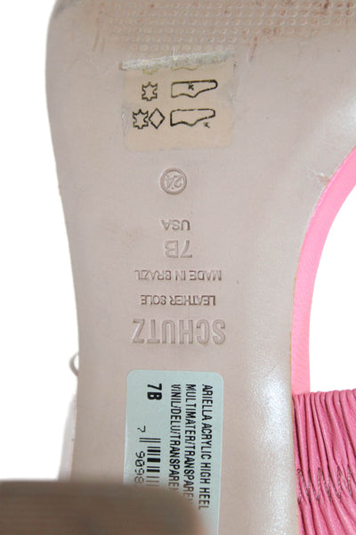 Schutz Womens Ariella Acrylic High Heel Open Toe Block Heels Pink Size 7