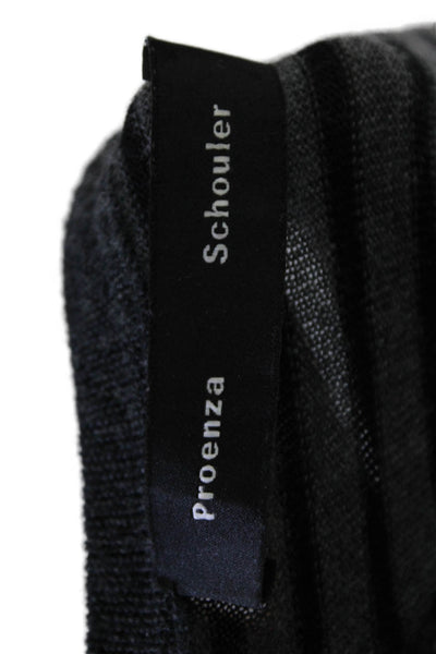 Proenza Schouler Womens Striped Long Sleeves Sweater Red Black Wool Size Small