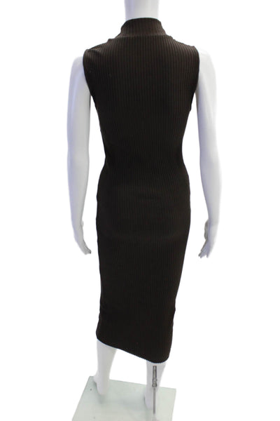 Zara Womens Ribbed Sleeveless Keyhole Neckline Bodycon Dress Brown Size S