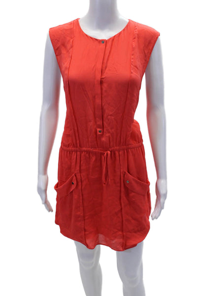 ALC Womens Textured Sleeveless V-neck Lined Ruched Short Dress Red Size S