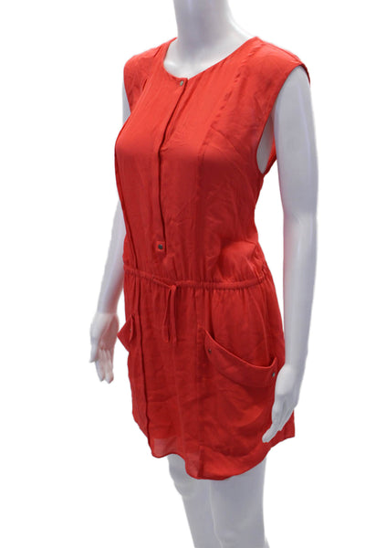 ALC Womens Textured Sleeveless V-neck Lined Ruched Short Dress Red Size S