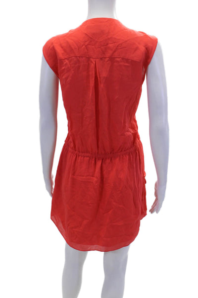 ALC Womens Textured Sleeveless V-neck Lined Ruched Short Dress Red Size S