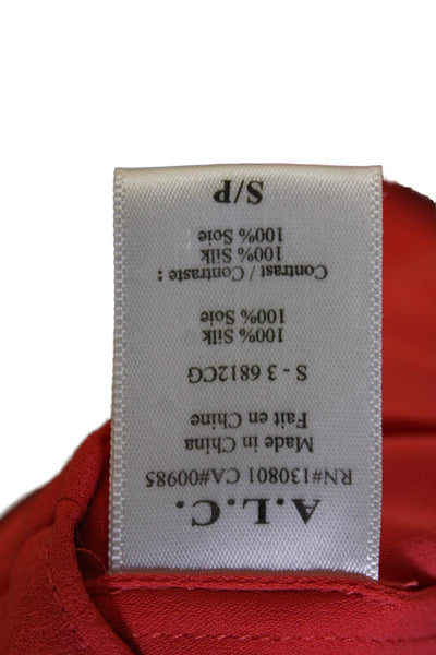 ALC Womens Textured Sleeveless V-neck Lined Ruched Short Dress Red Size S