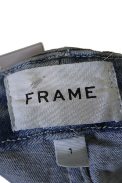 Frame Womens Cotton Zip Button Boot Cut Leg Denim Jeans Blue Size 01