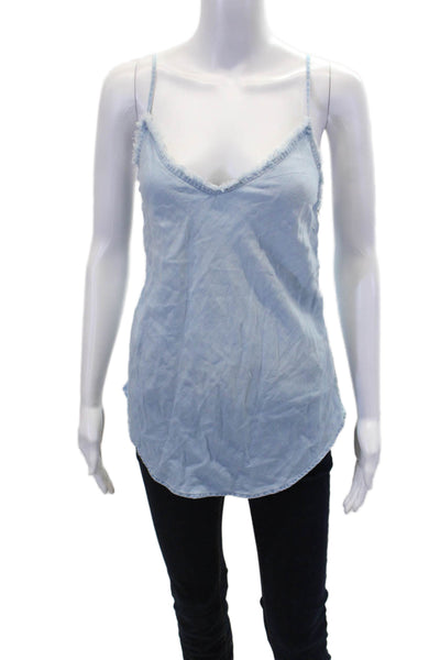 Bella Dahl Womens Textured V-neck Spaghetti Strap Tank Top Blue Size XS