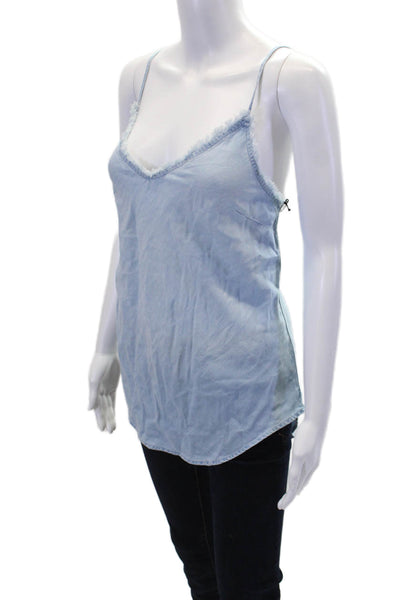 Bella Dahl Womens Textured V-neck Spaghetti Strap Tank Top Blue Size XS