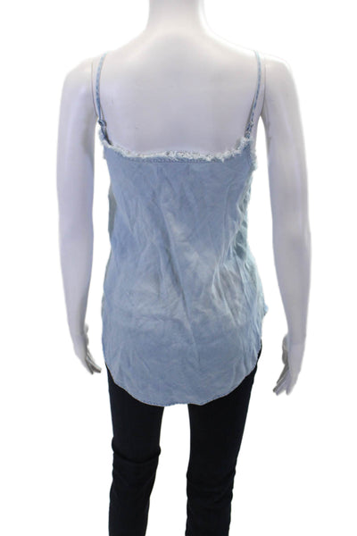 Bella Dahl Womens Textured V-neck Spaghetti Strap Tank Top Blue Size XS