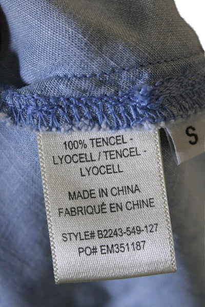 Bella Dahl Womens Textured V-neck Spaghetti Strap Tank Top Blue Size XS