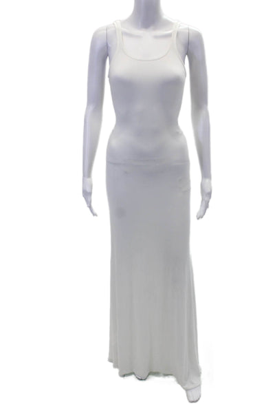 LaQuan Smith Womens Backless Gown with Train Detail - White Size L