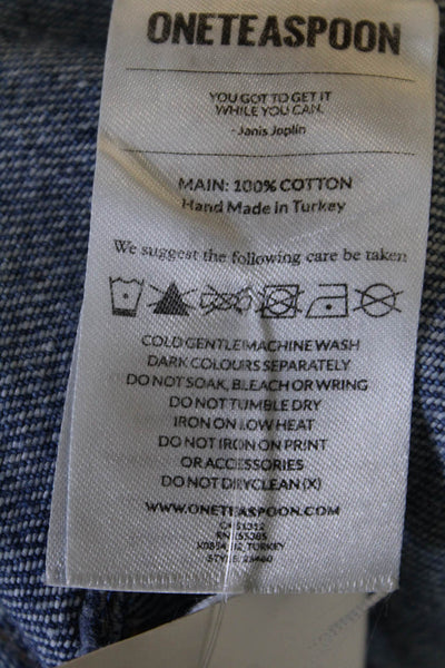 One Teaspoon Womens Denim Button Up High Rise Shorts Blue Pink Cotton Size 25