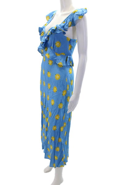 KITRI Womens Rosemary Blue Sunflower Print Midi Dress - Blue Sunflower Size 6