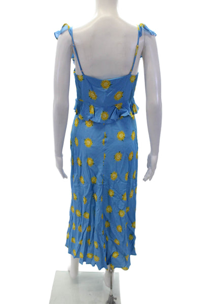 KITRI Womens Rosemary Blue Sunflower Print Midi Dress - Blue Sunflower Size 6