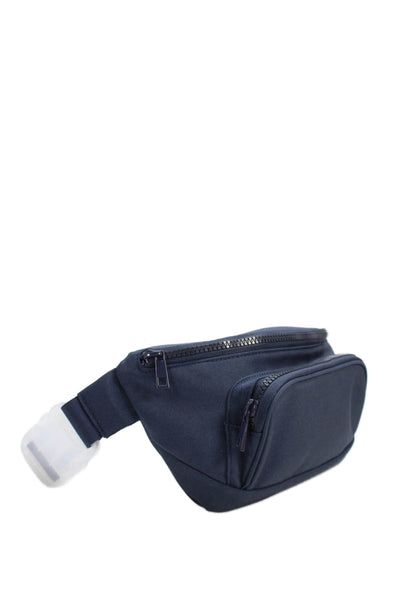 Kibou Womens Zipper Closure Adjustable Strap Belt Bag Navy Blue