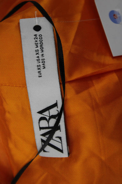 Zara Womens Long Sleeve Tailored Two Button Up Classic Blazer Orange Size XS