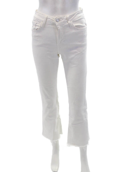 Just Black Womens Classic Rise Flare Leg Zip Fly Denim Jeans White Size 26