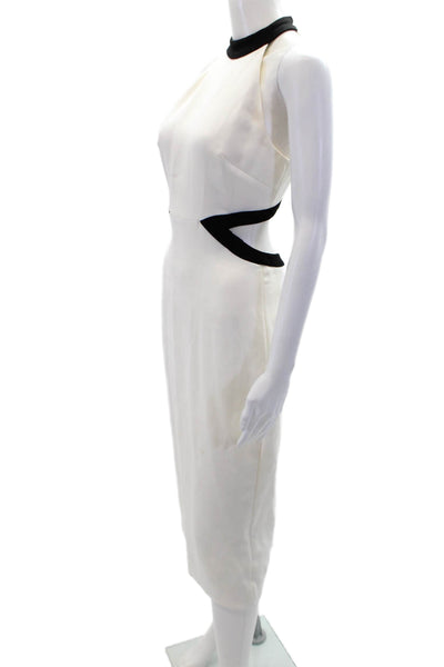 Rachel ZoeWomens Round Neck Sleeveless Cut Out Zip Up Pencil Dress White Size 2
