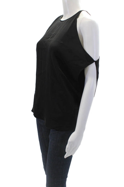 Theory Womens Silk Cold Shoulder Halter Neck Blouse Top Black Size PP