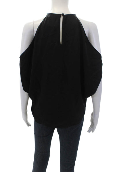 Theory Womens Silk Cold Shoulder Halter Neck Blouse Top Black Size PP